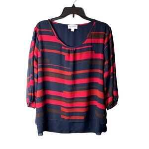 Norm Thompson Women's Striped Multicolor Blouse Petite Size L